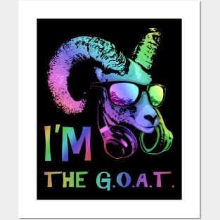 I'm The GOAT Cool and Funny Music Animal with Headphones and Sunglasses. Posters and Art